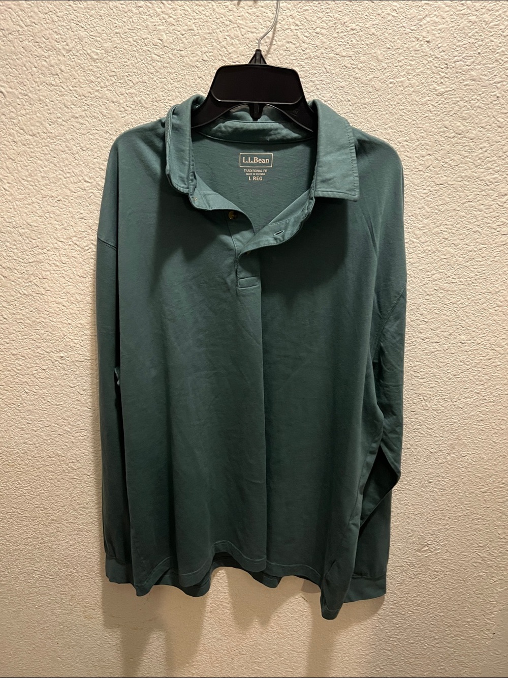 L.L.Bean Men's Long Sleeve Polo - Teal